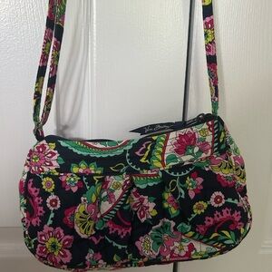 Vera Bradley Green, Navy and Pink Shoulder Bag with Floral Design